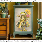 Whimsical Frog met Spring Flowers DL8R Decoupage Tissuepapier