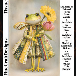 Whimsical Frog met Spring Flowers DL8R Decoupage Tissuepapier