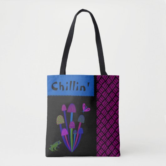 Whimsical Frog' Mushrooms "Chillin'" Tote Bag (Voorkant)