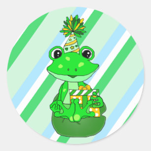 Whimsical Frog op Lily pad Verjaardag Ronde Sticker