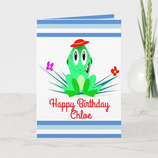 Whimsical Frog Personalized Birthday Kaart (Voorkant)