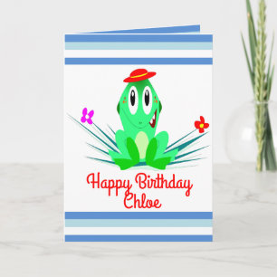 Whimsical Frog Personalized Birthday Kaart