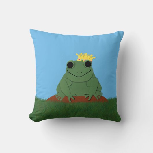 Whimsical Frog Prince met Crown Kussen (Voorkant)