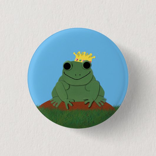 Whimsical Frog Prince met Crown Ronde Button 3,2 Cm (Voorkant)