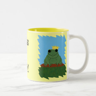 Whimsical Frog Prince met Crown Tweekleurige Koffiemok