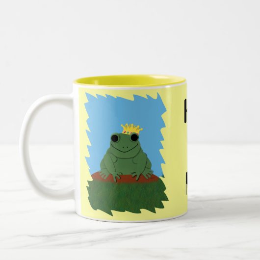 Whimsical Frog Prince met Crown Tweekleurige Koffiemok (Links)