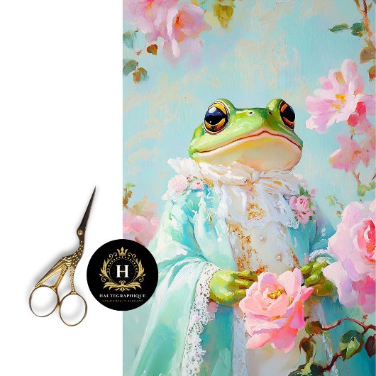 Whimsical Frog Princess Floral Art Decoupage Tissuepapier