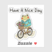 Whimsical Frog Riding A Bike Illustration Sticker (Vel)