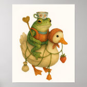 Whimsical Frog Rijden op een eend Poster (Voorkant)