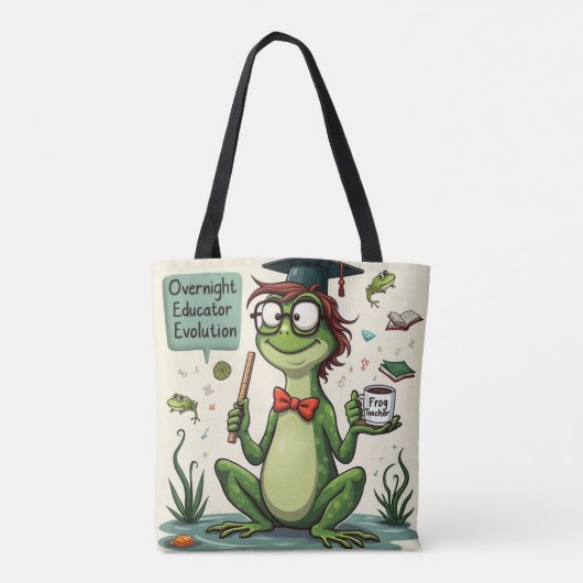 Whimsical Frog Teacher | Overnight Educator Tote Bag (Achterkant)