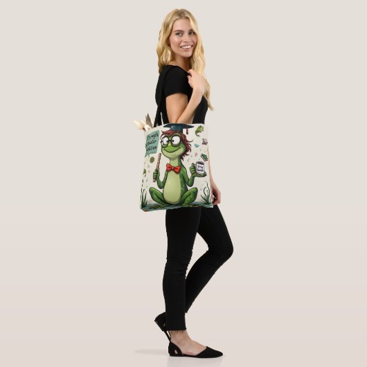 Whimsical Frog Teacher | Overnight Educator Tote Bag (Op model)