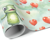 Whimsical Frog veel hartballonnen Cadeaupapier (Rol Hoek)