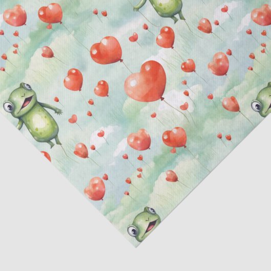Whimsical Frog veel hartballonnen Tissuepapier (Detail)