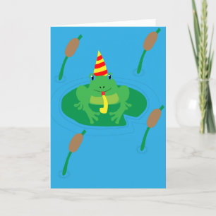 Whimsical Frog Verjaardag Kaart, Kikker Verjaardag Kaart