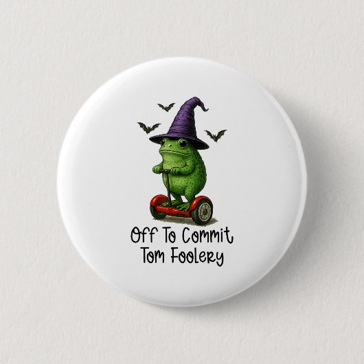 Whimsical Frog Wizard gaat Tom voor gek zetten Ronde Button 5,7 Cm (Voorkant)
