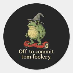 Whimsical Frog Wizard gaat Tom voor gek zetten Ronde Sticker