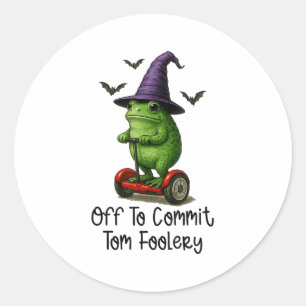Whimsical Frog Wizard gaat Tom voor gek zetten Ronde Sticker