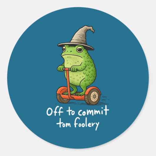 Whimsical Frog Wizard Meme Uit Ronde Sticker (Voorkant)