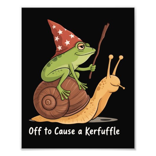 Whimsical Frog Wizard Off to Cause A Kerfuffle  Foto Afdruk (Voorkant)