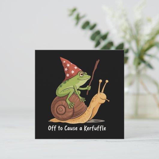 Whimsical Frog Wizard Off to Cause A Kerfuffle  Kaart (Staand voorkant)