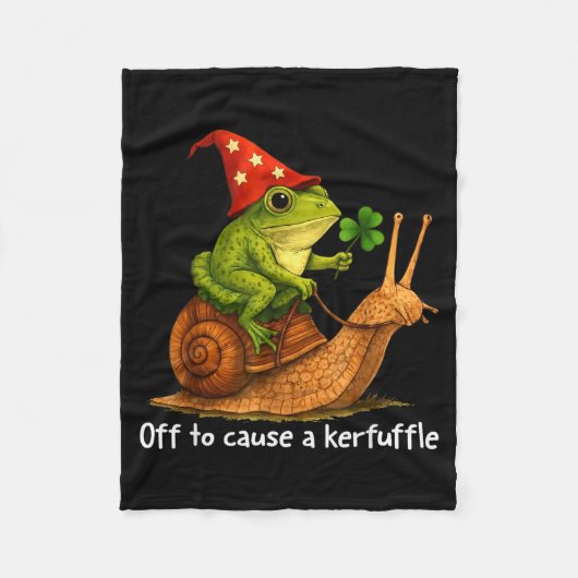 Whimsical frog wizard off to cause a kerfuffle mem fleece deken (Voorkant)