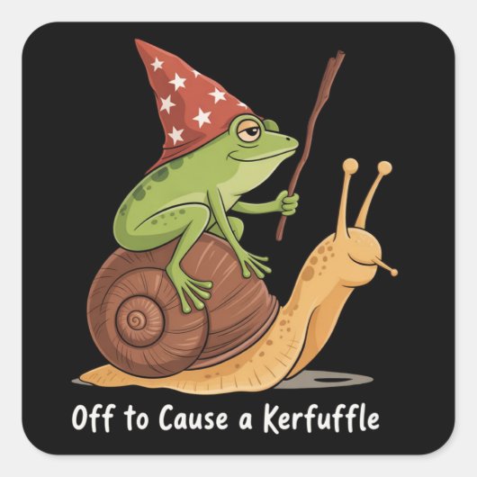 Whimsical Frog Wizard Off to Cause A Kerfuffle  Vierkante Sticker (Voorkant)