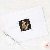 Whimsical Frog Wizard Off to Cause A Kerfuffle  Vierkante Sticker (Envelop)