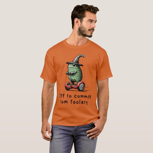 Whimsical Frog Wizard Off to Commitomfoolery Funny T-shirt (Voorkant volledig)