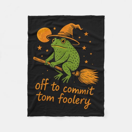 Whimsical Frog Wizard - Uit om Tomfoolery F te ple Fleece Deken (Voorkant)