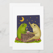 Whimsical Frogs Tea Party At Night Illustration Kaart (Voorkant / Achterkant)