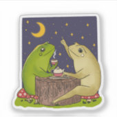 Whimsical Frogs Tea Party At Night Illustration Sticker (Voorkant)