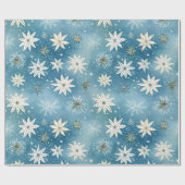 Whimsical Frosty Sneeuwvlokken & Sterren Kerstmis Cadeaupapier (Vlak)