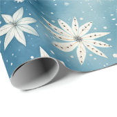 Whimsical Frosty Sneeuwvlokken & Sterren Kerstmis Cadeaupapier (Rol Hoek)