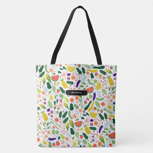 Whimsical Fruit & Veggies Kruidenier Markt Custom Tote Bag (Voorkant)