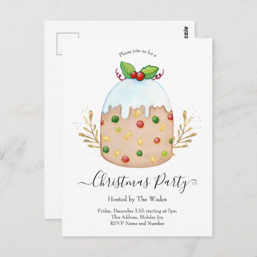 Whimsical Fruitcake Kerstfeest Briefkaart (Voorkant / Achterkant)