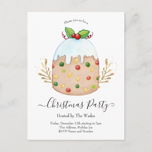 Whimsical Fruitcake Kerstfeest Briefkaart (Voorkant)