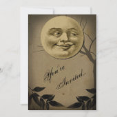 Whimsical Full Moon Face Halloween Party Kaart (Voorkant)