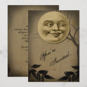 Whimsical Full Moon Face Halloween Party Kaart (Voorkant / Achterkant)