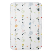 Whimsical Fun Black Birds and Flowers Pattern Badmat (Voorkant Verticaal)