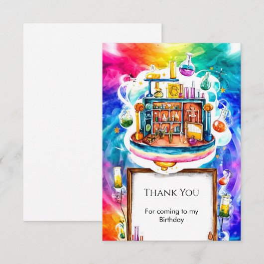 Whimsical Fun Chemie Wetenschapper Verjaardag Bedankkaart (Voorkant / Achterkant)