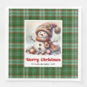 Whimsical Fun Christmas Snowman Editable Napkins  Servet (Voorkant)