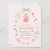 Whimsical Fun Cookies & Cocktails Kerstfeest Kaart (Voorkant)