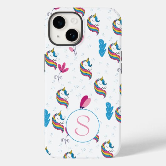 Whimsical Fun Eenhoorn Monogram Case-Mate iPhone Case (Achterkant)