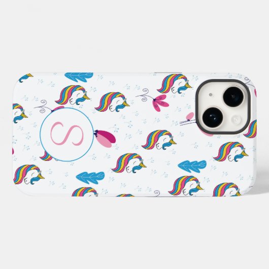 Whimsical Fun Eenhoorn Monogram Case-Mate iPhone Case (Achterkant (horizontaal))
