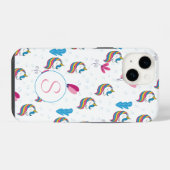 Whimsical Fun Eenhoorn Monogram iPhone Hoesje (Achterkant horizontaal)