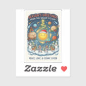 Whimsical Fun filled Solar System Christmas Party Sticker (Vel)