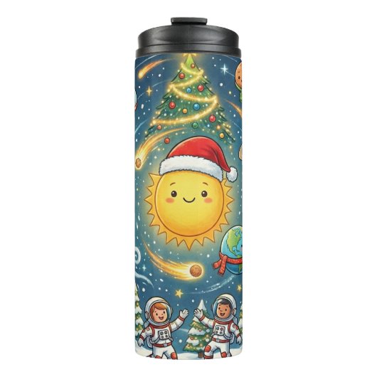 Whimsical Fun filled Solar System Christmas Party Thermosbeker (Voorkant)