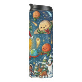 Whimsical Fun filled Solar System Christmas Party Thermosbeker (Geroteerd rechts)