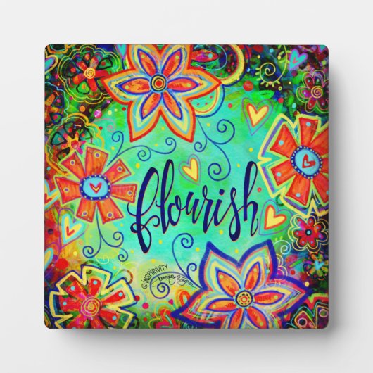 Whimsical Fun Floral BoHo Bloeiende Ezel Fotoplaat (Voorkant)