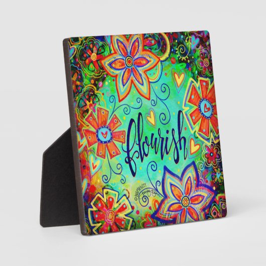 Whimsical Fun Floral BoHo Bloeiende Ezel Fotoplaat (Voorkant)